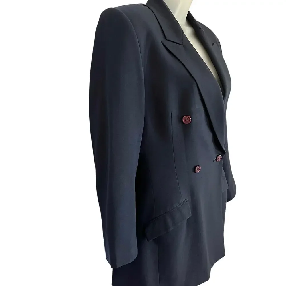 RARE Stephen Sprouse Archival Navy Blue Double-Breasted Vintage Blazer Jacket